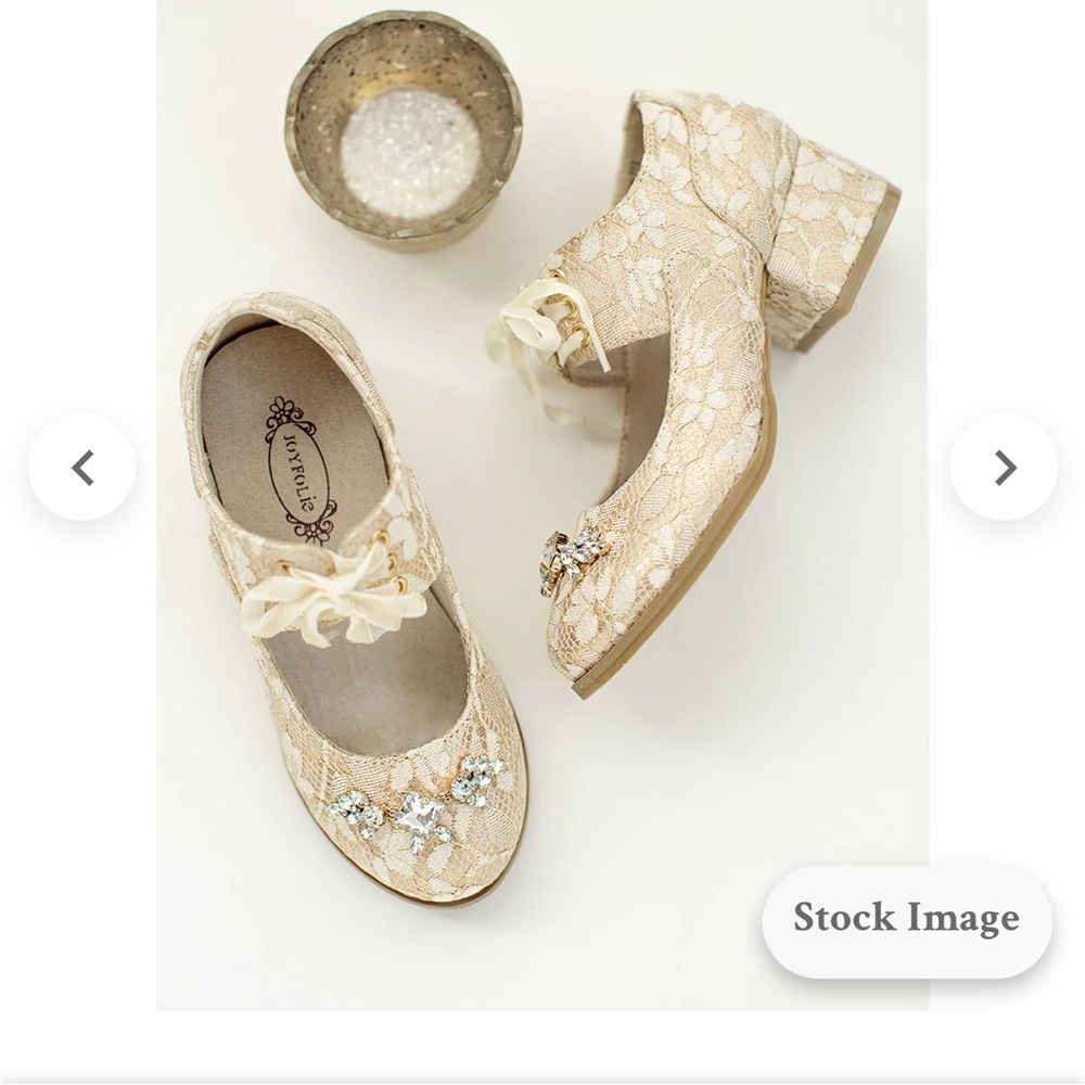 Joyfolie Cream Floral Kids Dress Shoes